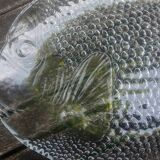 12 assiettes plates Arcoroc vintage en verre transparent figurant un poisson