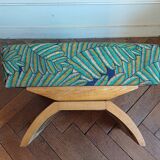 Art Deco pouf in sycamore and exotic fabric