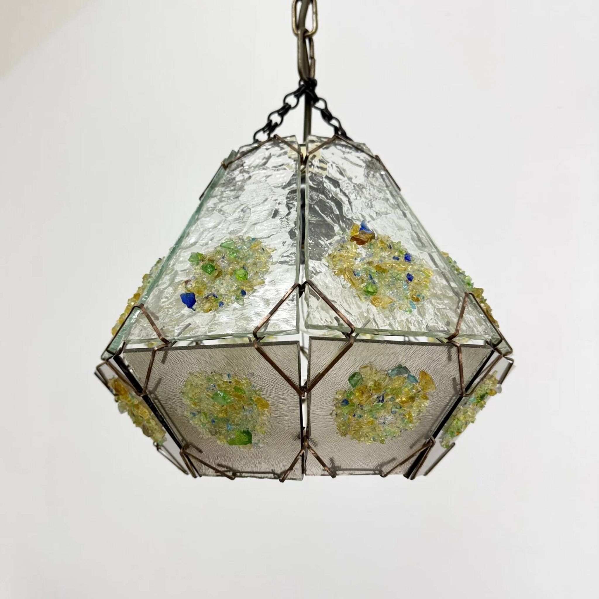Suspension en verre brutaliste, années 1970