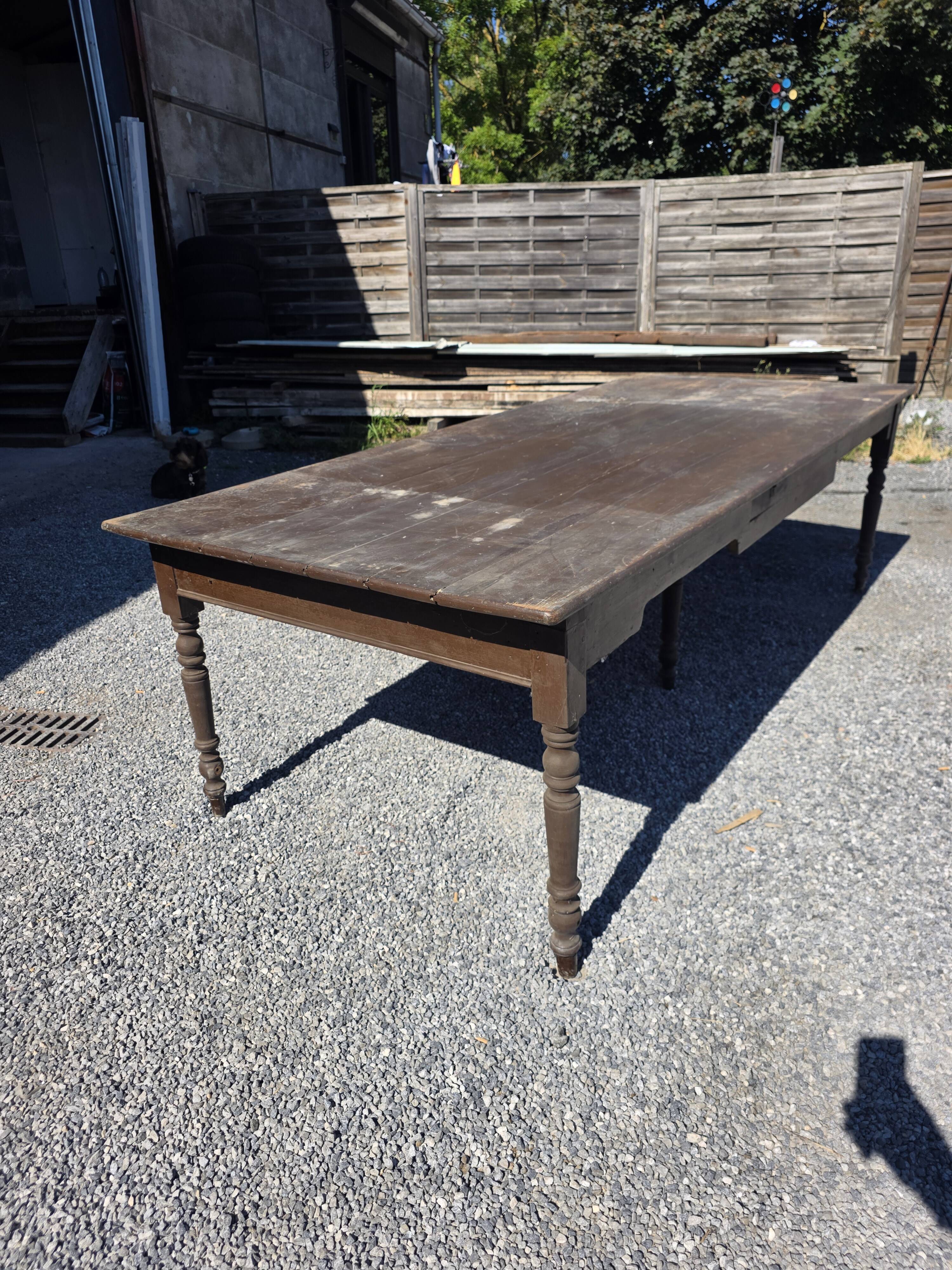 Table de ferme ancienne XXL , 268 × 110cm