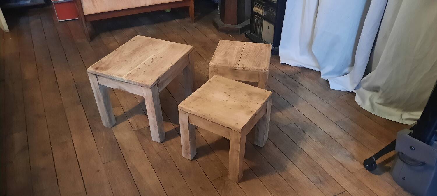 Brutalist wooden bedside tables