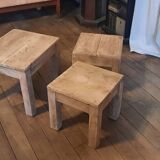 Brutalist wooden bedside tables