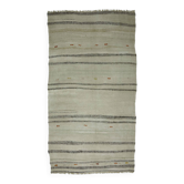 Kilim Turc Konya Vintage 147x286 cm Beige Noir Tisse Main