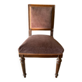 Chaise ancienne style Louis XVI – Velours chocolat & bois sculpté