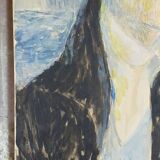 Tableau portrait sur toile d'une Dame slave 61 X 50 cm