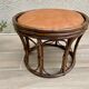 Pouf vintage rotin et cuir