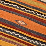 Tapis Kilim vintage long et large, orange et rouge, 5 x 13 cm, 149 x 402 cm, SK 33068