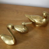 Set of 2 ducks and 1 brass swan