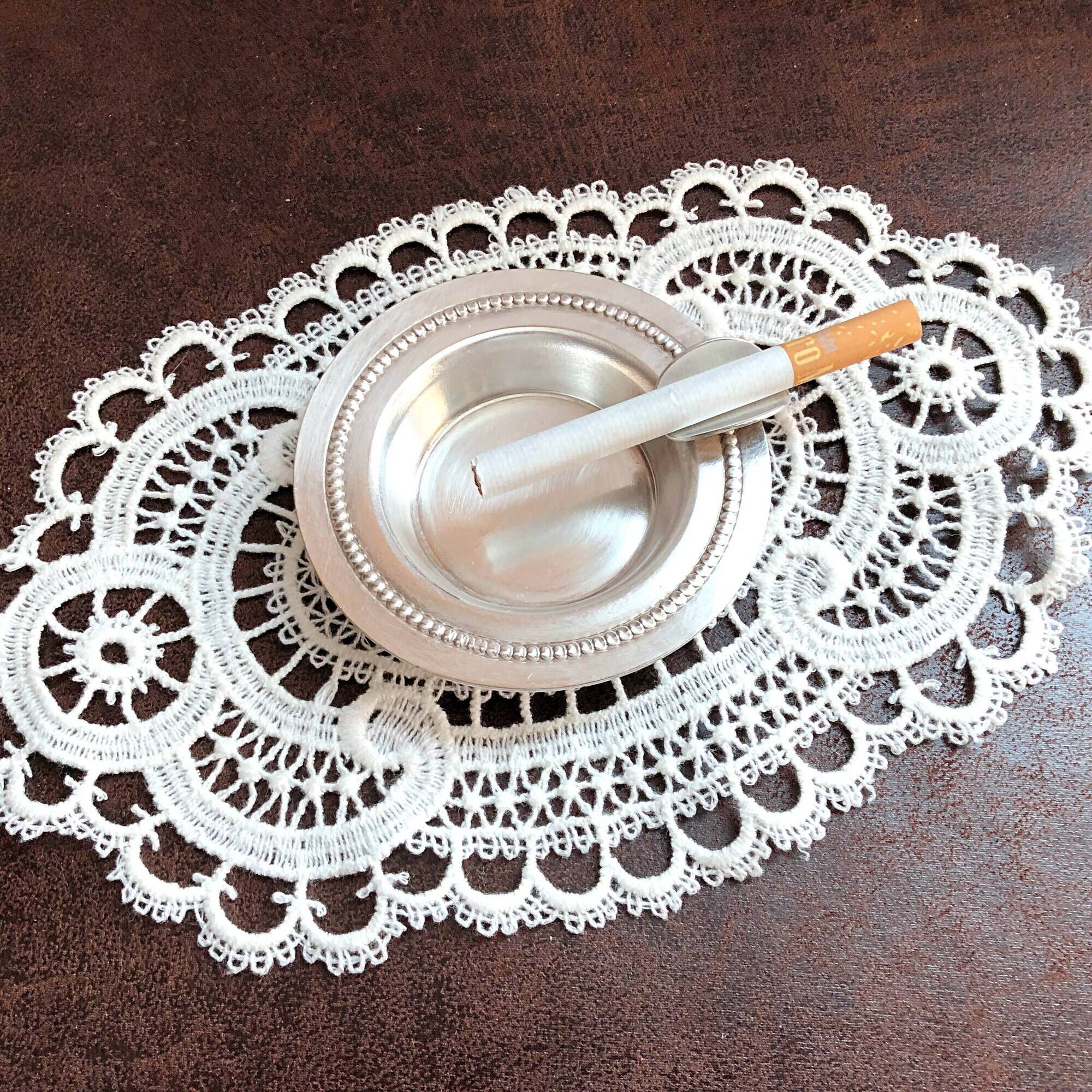 Box of 4 individual silver ashtrays in fine silver France