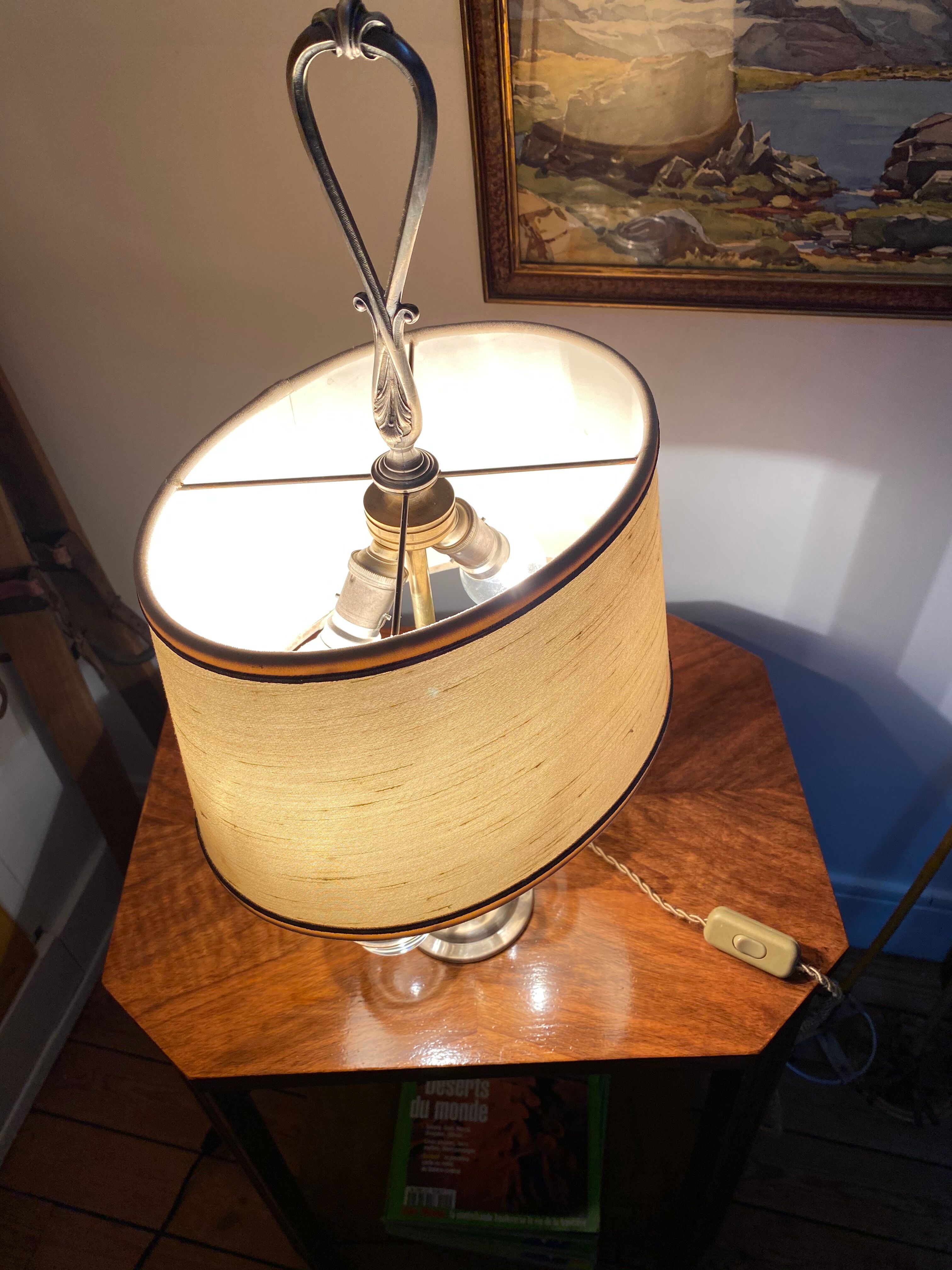 Lampe bouillotte avec 2 verres en cristal de Baccarat