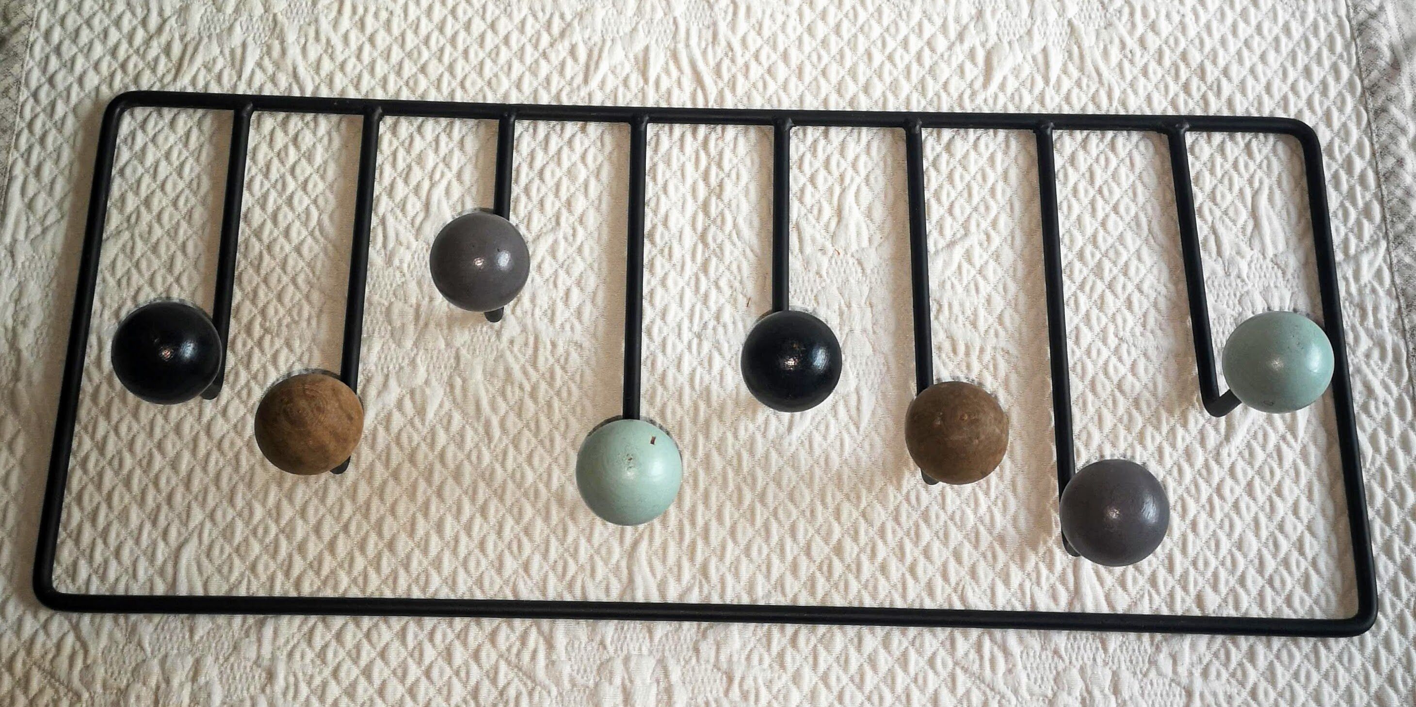 Wall hook 8 balls in vintage metal 70