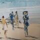 Group on the shores of Lake Tanganyika, African painting, circa 1950
