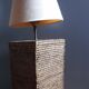 Braided rattan lamp foot, square, vintage 1970