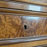 Elm burl and rosewood secretary chest of drawers