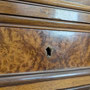 Elm burl and rosewood secretary chest of drawers