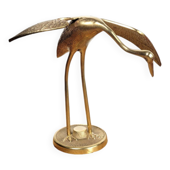 Statuette of large egret heron brass wader