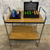 Désserte bar à roulettes vintage formica