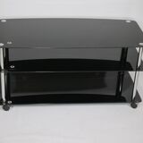 True vintage roll phono chest of drawers sideboard glass shelf 80s