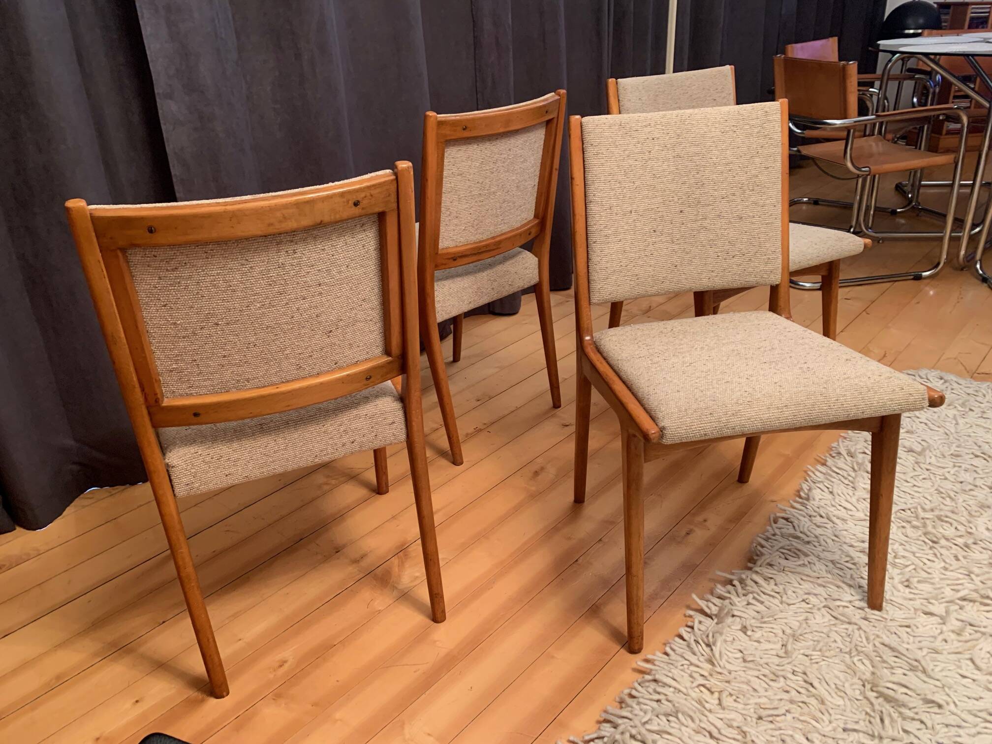 Set of four Cane Back chairs designed by Jens Risom, JO Carlssons, Sweden, 1950s
