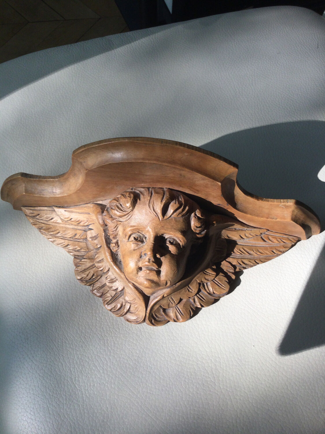 Small shelf / wooden wall lamp / Old Angelot