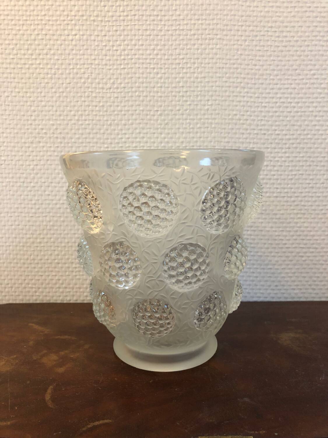 Vintage Verlys glass vase with cabochons