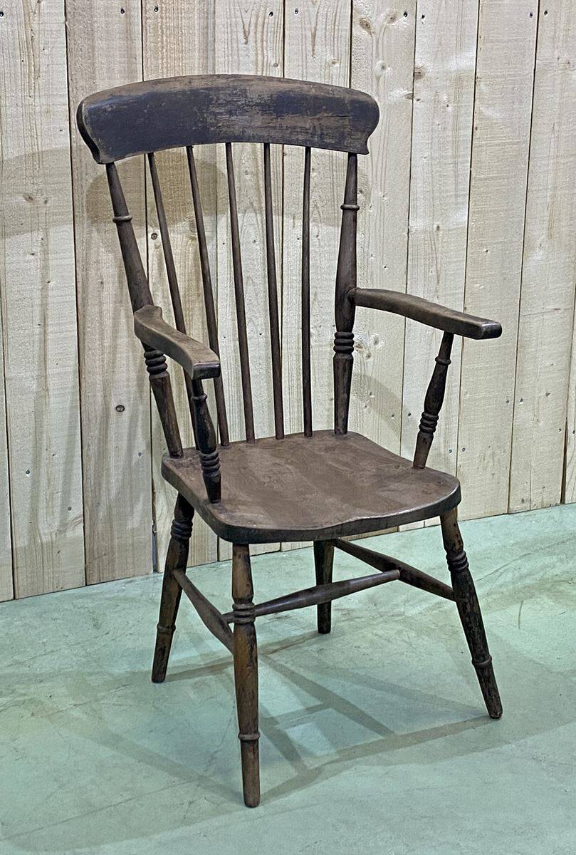 Fauteuil anglais en orme de la fin du XIXème