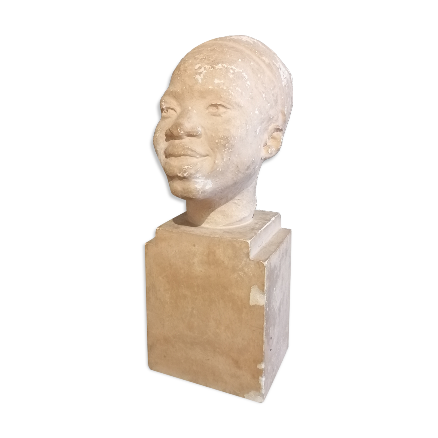 Statue bust face woman Africa Guinea XXth Konakry art