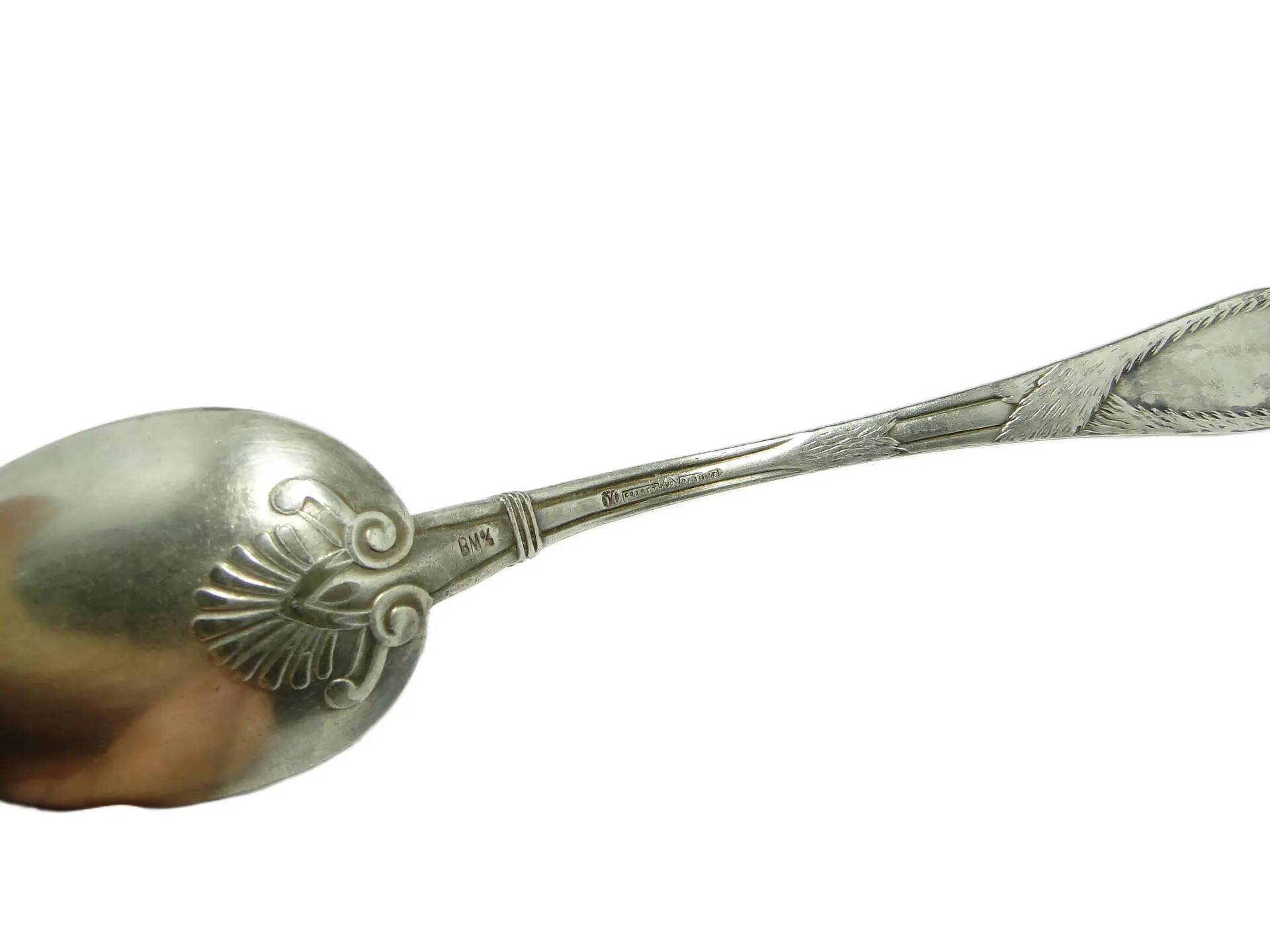 Cuillère à soupe égyptienne, Art Déco, en laiton argenté, Fraget, Pologne, années 1920.