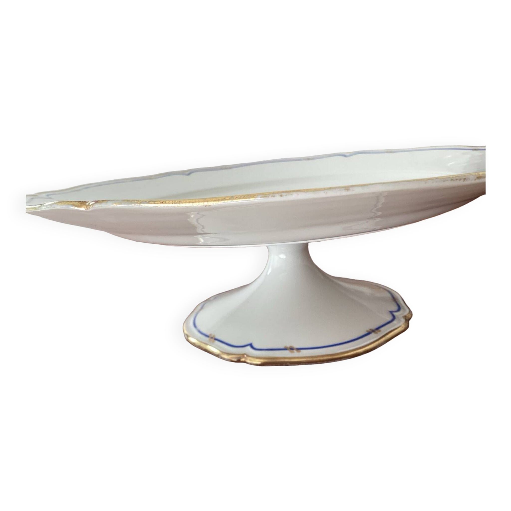 Dish on porcelain pedestal E. BOURGEOIS