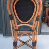 Set table and 2 chairs bistrot Vintage / rattan and braided vinyl