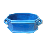 Blue cracked ceramic planter