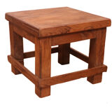 Old small Burmese teak workshop bedside table / ideal in a harness to put 1 plant or e