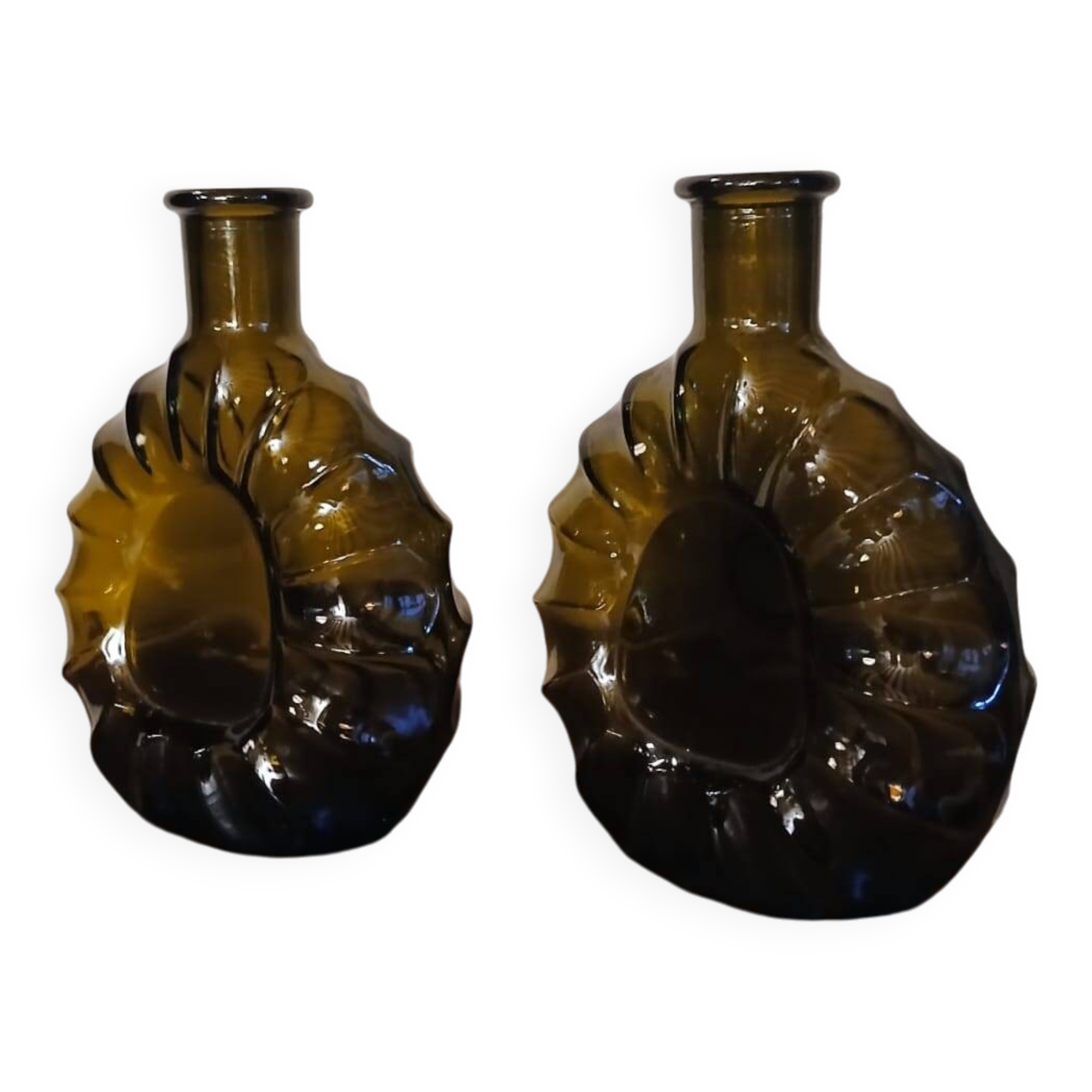 Set of 2 smoked cognac bottle soliflores