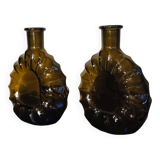 Set of 2 smoked cognac bottle soliflores