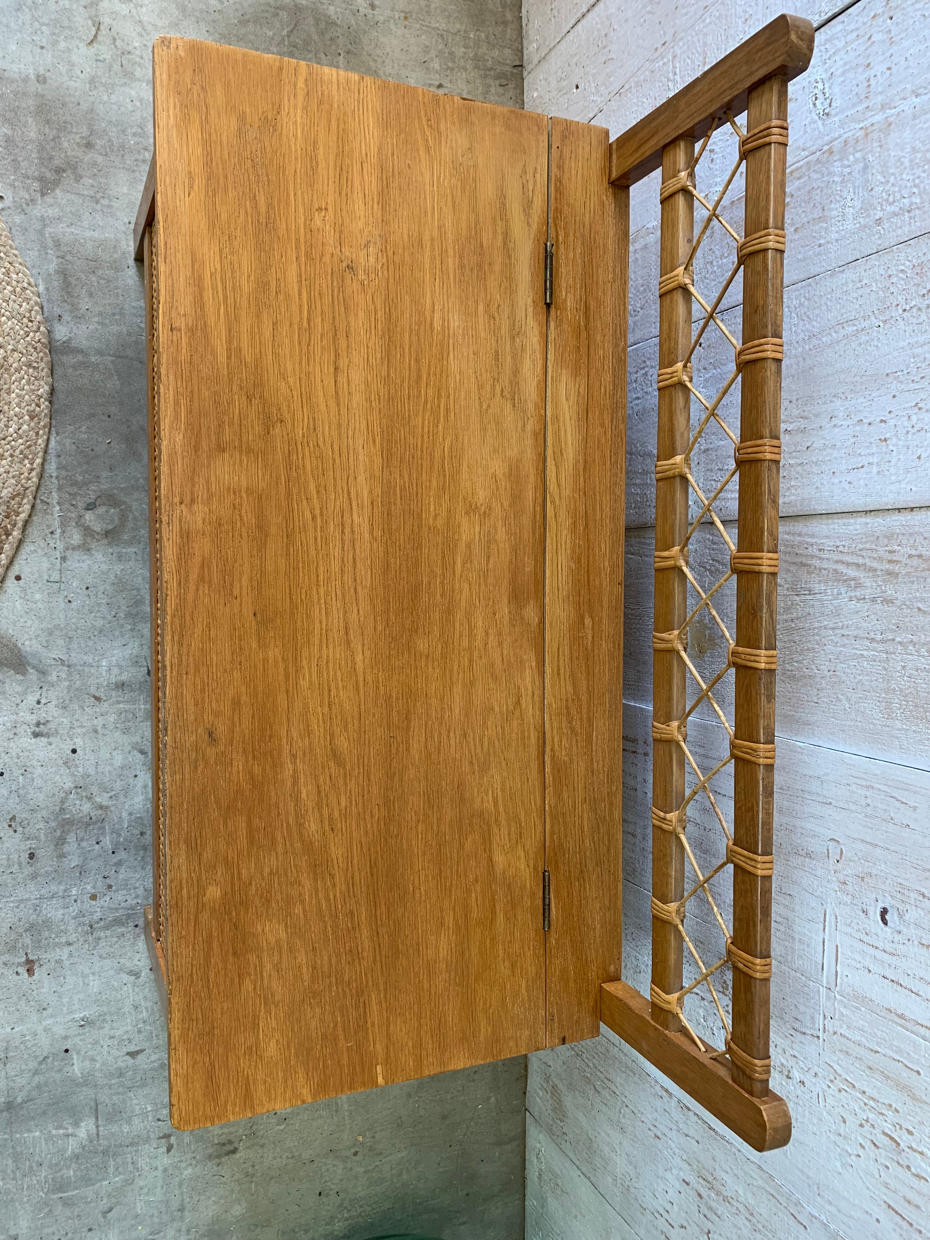Vintage wood/rattan toy chest