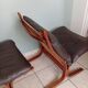 Fauteuil Ingmar Relling chauffeuses et Ottoman bois vintage scandinave