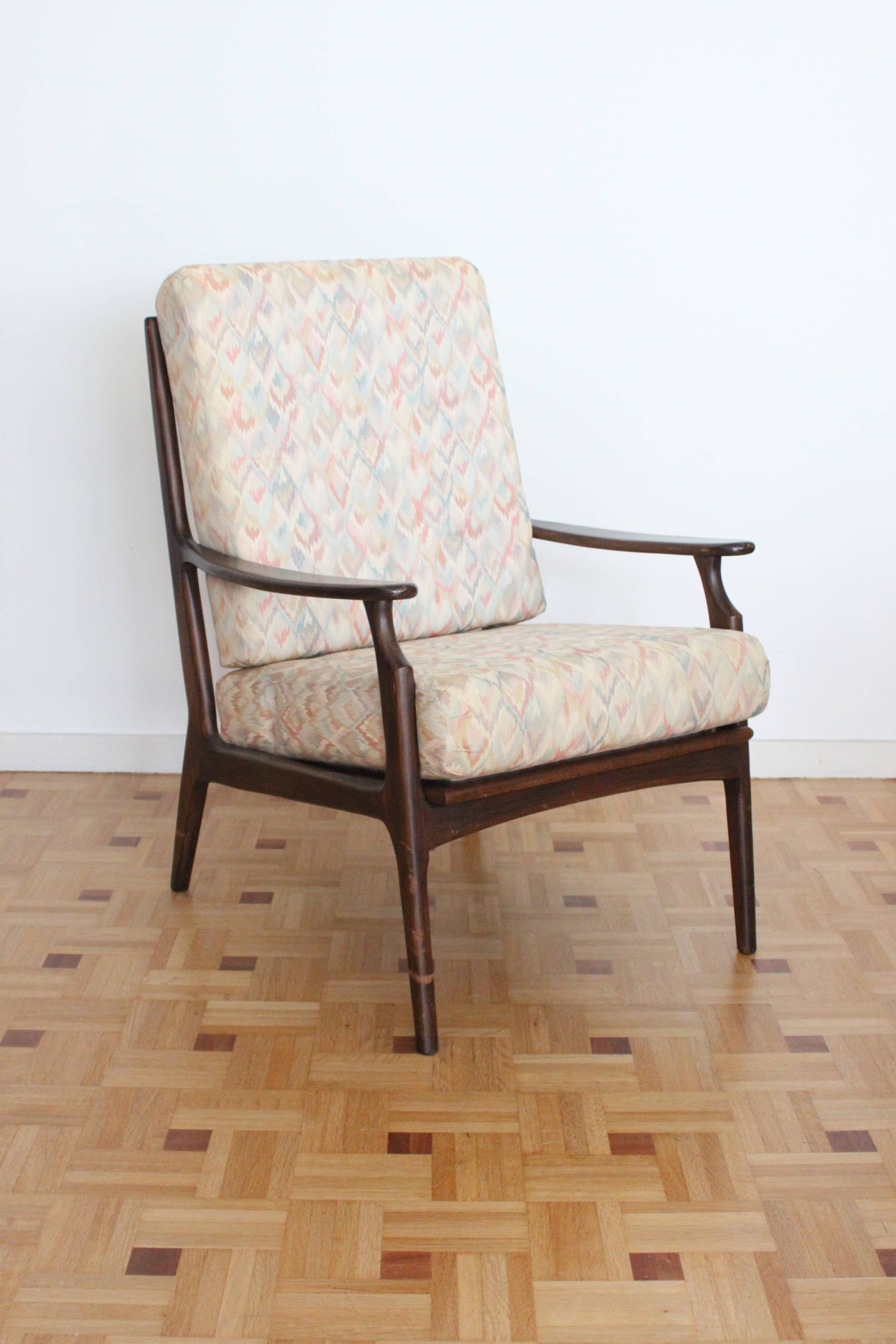 Fauteuil relax vintage en bois de style scandinave, 1950