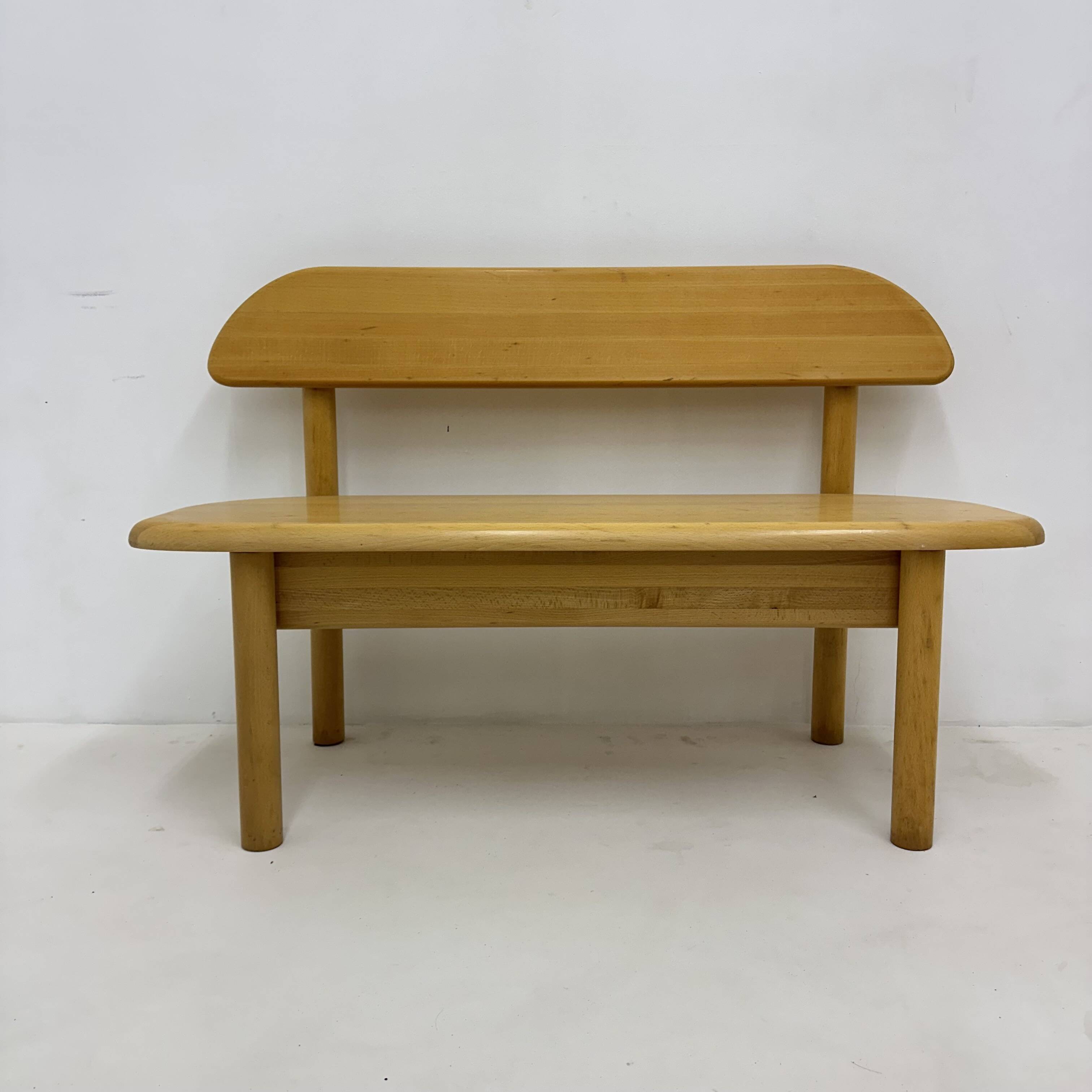 Vintage Danish Ansager mobler solid wooden bench , 1970s
