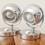 Paire de lampes design Space Age 1960 chromées