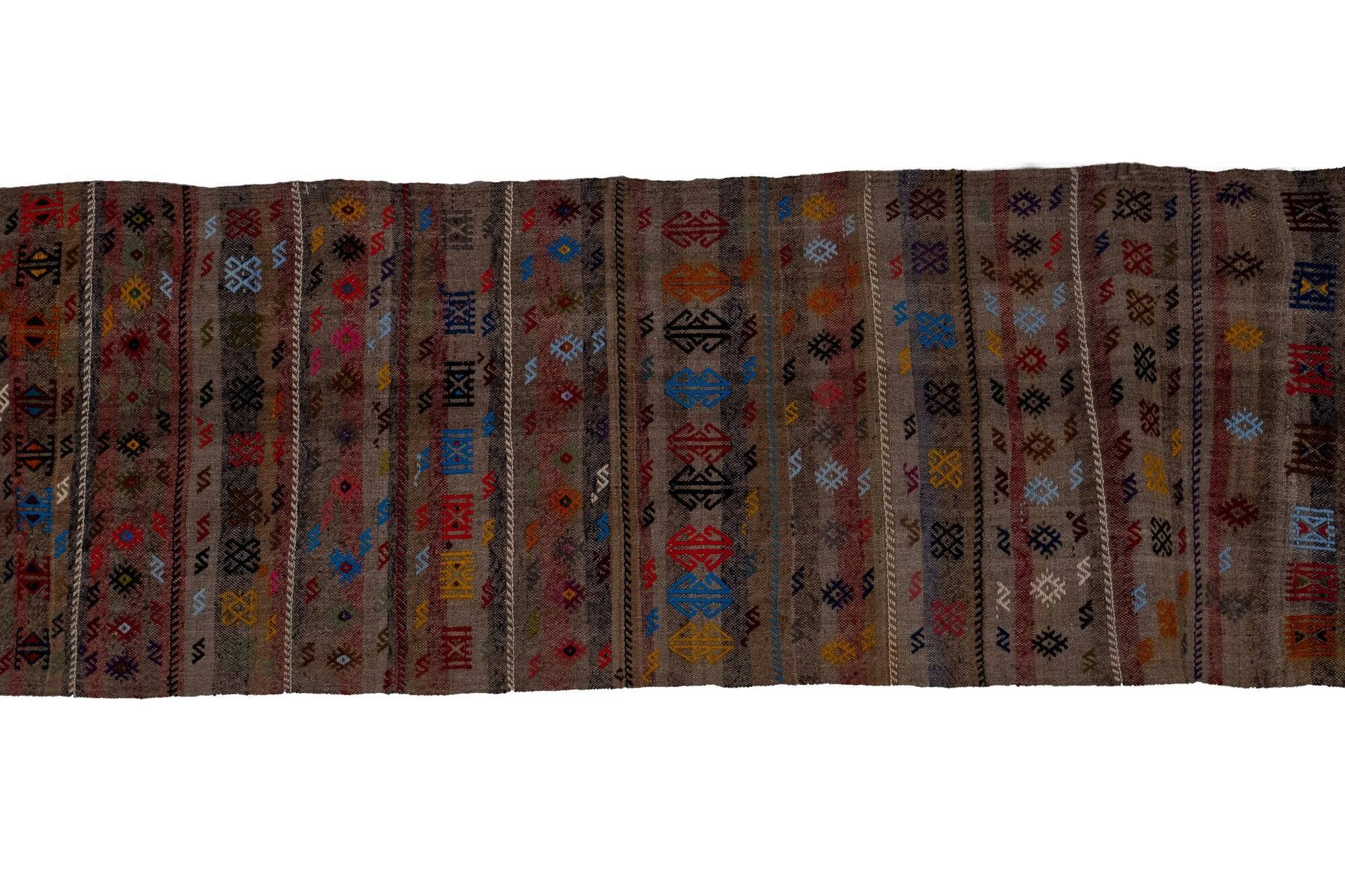 Vintage Turkish hallway rug 98x282 cm