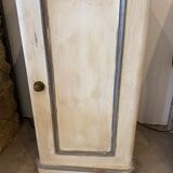 Small buffet early 20th century in beige and gray patinated wood with shelf