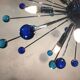 Lustre ovale spoutnik en verre de murano bleu clair et bleu foncé « étoile »