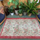 Vintage turkish rug 185x122 cm shabby distressed carpet medium