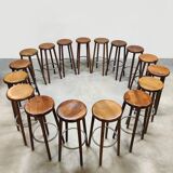 Vintage French wooden bar stools 1970s