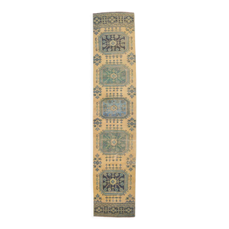 Pale orange & blue turkish runner rug 72x341cm