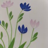 Duo d’assiettes à dessert Gien décor floral bleu et mauve peint à la main