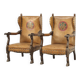 Ensemble de deux fauteuils anciens en cuir