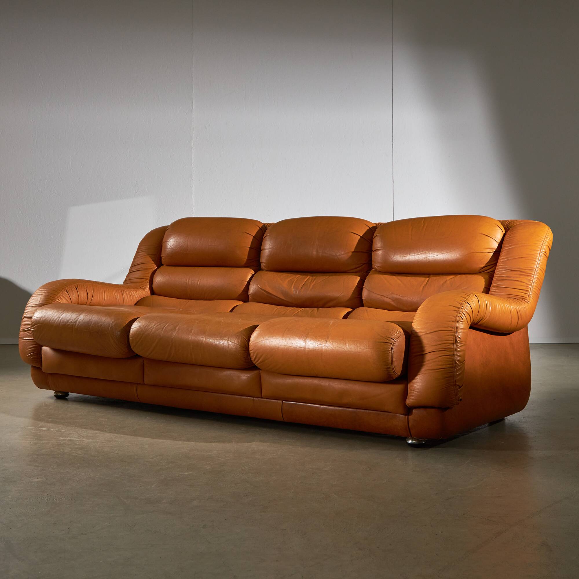 Light Warm Brown Leather Sofa Set