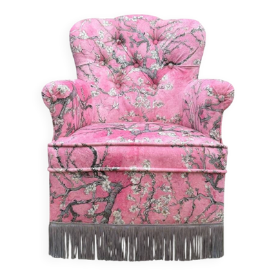 Fauteuil crapaud vintage rose