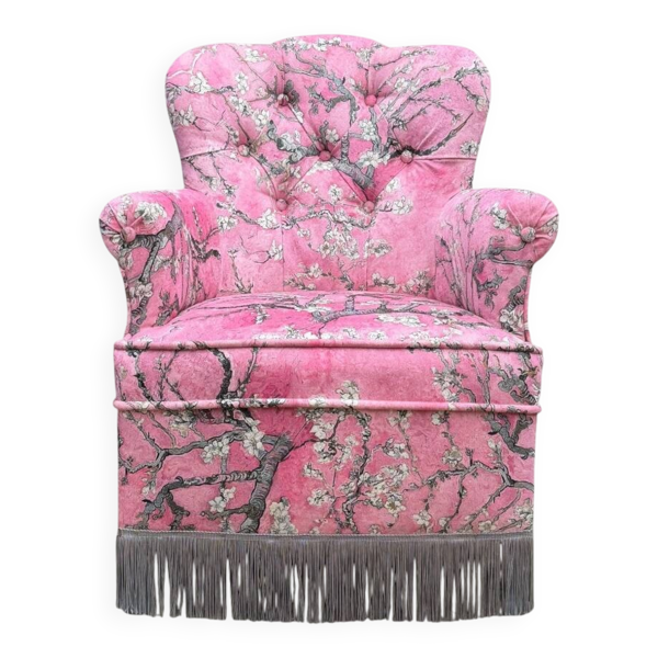 Fauteuil crapaud vintage rose